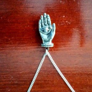 Hand Eye Pendant Necklace Vintage 70's